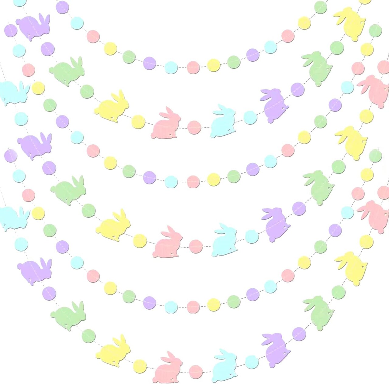 Easter Bunny Garland Banner – Colorful Rabbit Hanging Decorations for Happy Easter Day, Indoor Outdoor Garden, Party & Home Decor